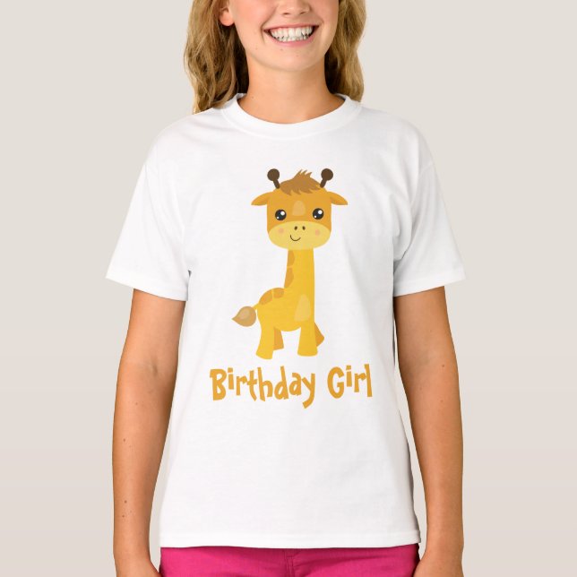 Birthday Girl Giraffe T Shirt (Framsida)
