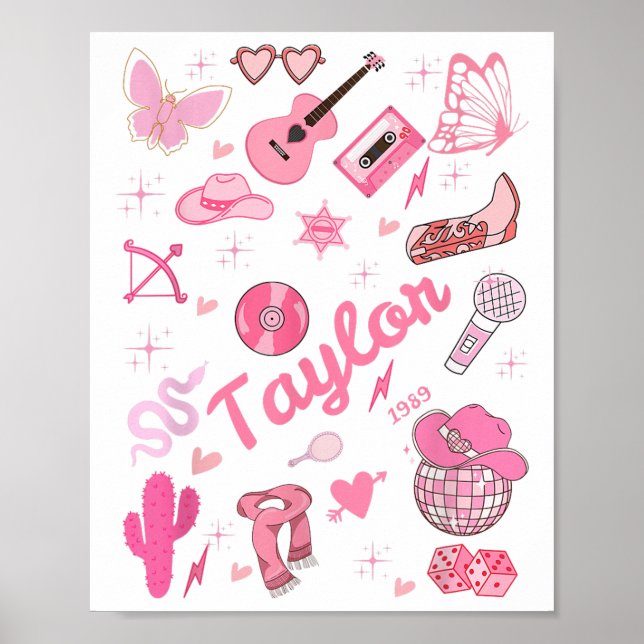 Birthday Girl Groovy Taylor First Namn Personalize Poster (Framsidan)