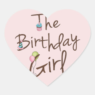 Birthday Girl Hjärtformat Klistermärke