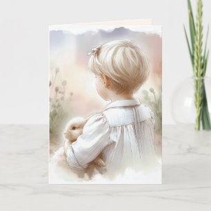 Birthday Girl Holding a Bunny Kort