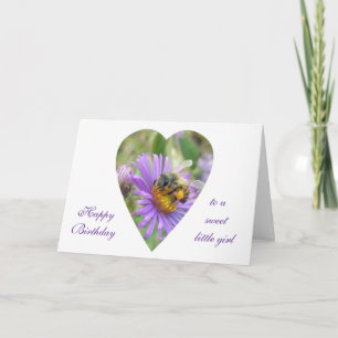 Birthday Girl Honeybee på Fall Asters Heart Kort