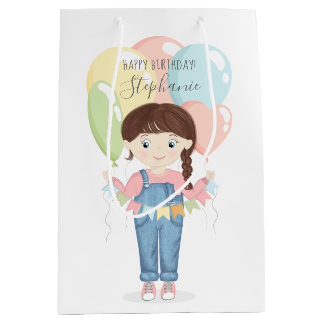 Birthday Girl in Overalls Brunette (Framsidan)