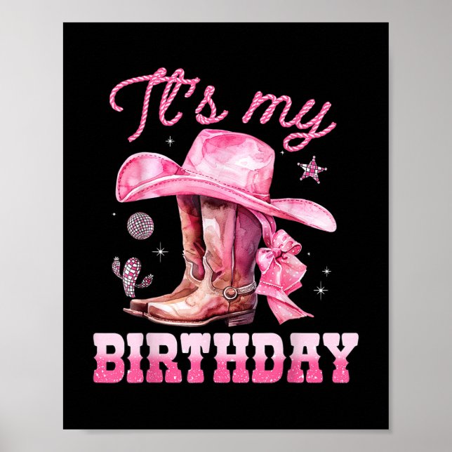 Birthday Girl It's My Birthday Rosa Western Co Poster (Framsidan)