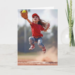 Birthday Girl Jumping to Catch a Softball Kort