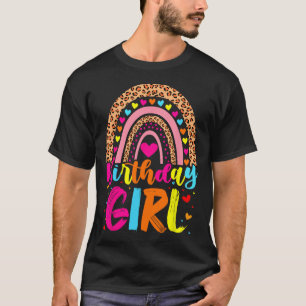 Birthday Girl Leopard Rainbow Födelsedagsfest Fami T Shirt
