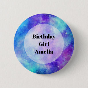 Birthday Girl - Lila and Blue Galaxy Space Knapp