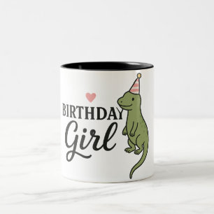 Birthday Girl Lizard - Cute & Roligt Party Design Två-Tonad Mugg