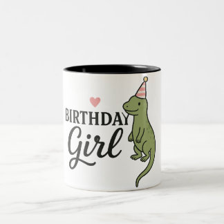 Birthday Girl Lizard - Cute & Roligt Party Design Två-Tonad Mugg