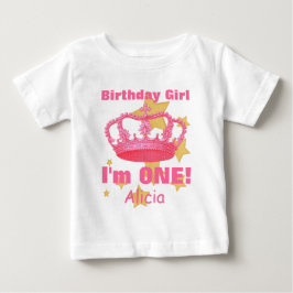 Birthday Girl med Krona är JAG EN! Anpassat namn V T Shirt