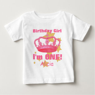 Birthday Girl med Krona är JAG EN! Anpassat namn V T Shirt