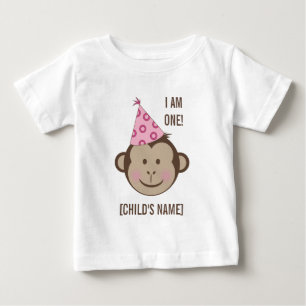 Birthday Girl Monkey Ansikte Shirt Tee Shirt
