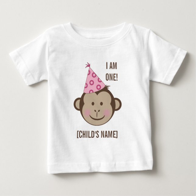 Birthday Girl Monkey Ansikte Shirt Tee Shirt (Framsida)