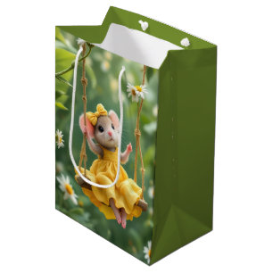 Birthday Girl Mouse på en Garden Swing