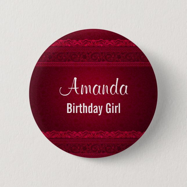 Birthday Girl Mysterious Mörk Red Background Knapp (Framsida)