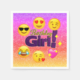 Birthday Girl Ombre Emoji Papprare Party Napkins Pappersservett