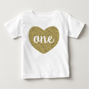 Birthday Girl One Guld Faux Glitter Shirt T