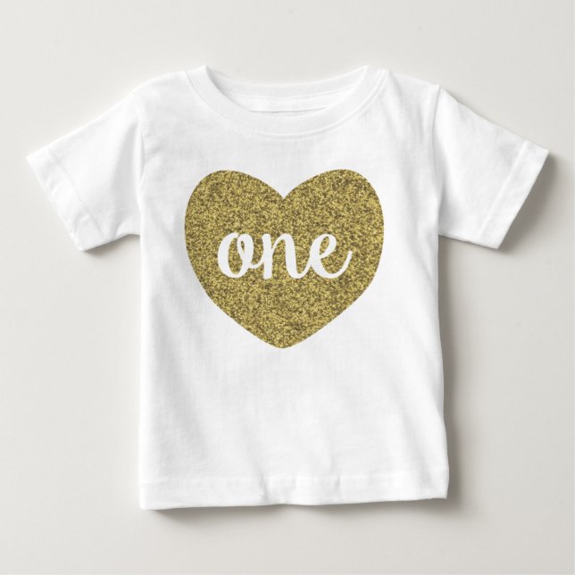 Birthday Girl One Guld Faux Glitter Shirt T Shirt (Framsida)