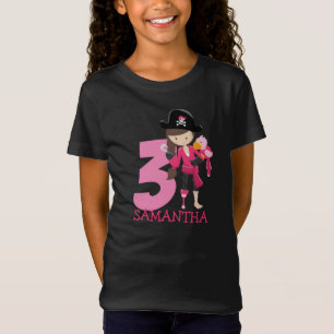 Birthday GIRL ParrotParty Pirat 3rd Namn T-Shirt