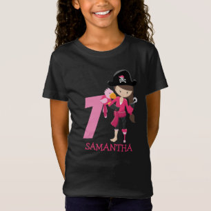 Birthday GIRL ParrotParty Pirat 7:e Namn T-Shirt