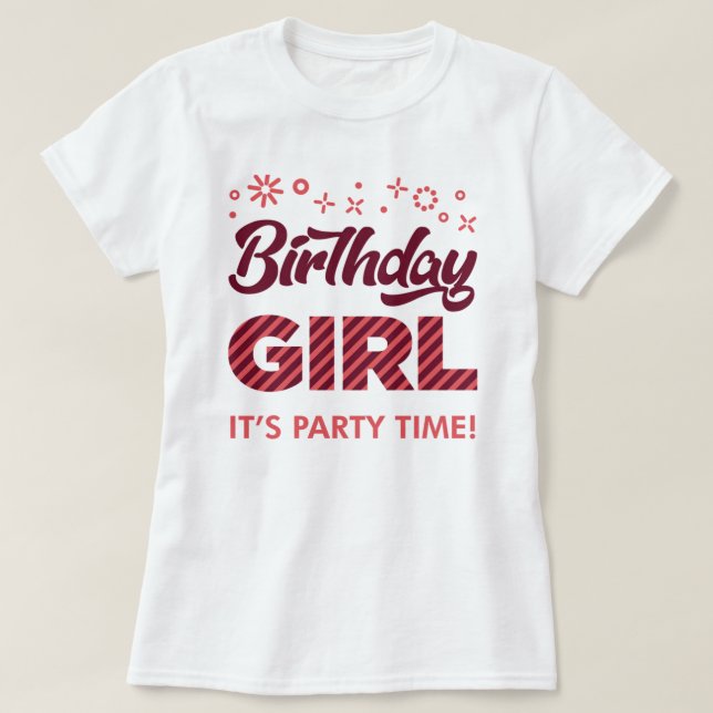 Birthday Girl Party Princess Krona Girls T Shirt (Design framsida)