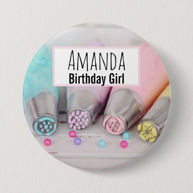Birthday Girl Pastel Cake Decoration Verktyg Knapp (Framsida)