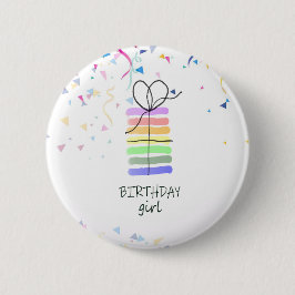 Birthday Girl Pin with Cake and Confetti Knapp