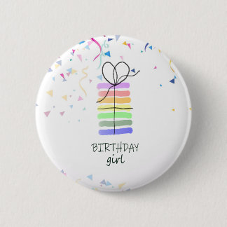 Birthday Girl Pin with Cake and Confetti Knapp