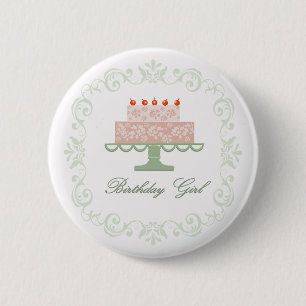 Birthday Girl Pin with Rosa Cake Knapp