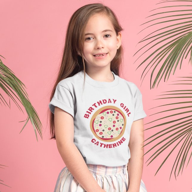 Birthday Girl Pizza Party Namn T Shirt (Skapare uppladdad)