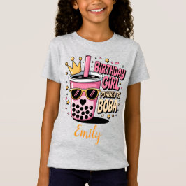 Birthday Girl Powered by Boba Bubble Tea Party T Shirt