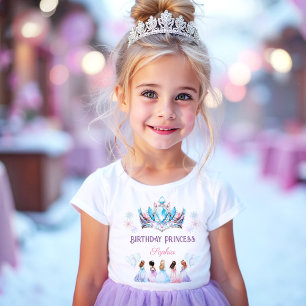 Birthday Girl Princess Krona Rosa Blue Winter T Shirt