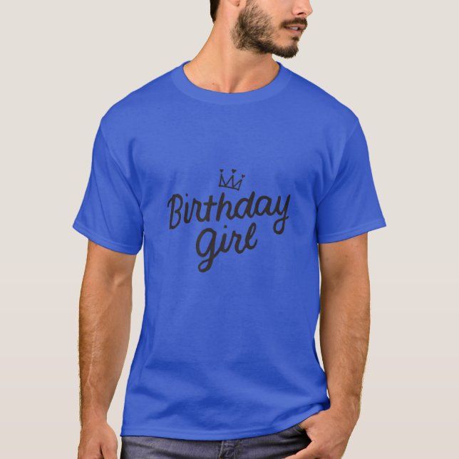 Birthday Girl Princess Party Tiara B-Day Top Girly T Shirt (Framsida)