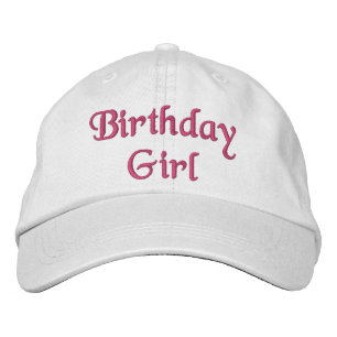 Birthday Girl Quote Typography Rosa Firande Broderad Keps