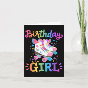 Birthday Girl Rolling Skates Roller Skater Kids Gi Kort