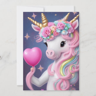 Birthday Girl Rosa Baby Unicorn Julkort