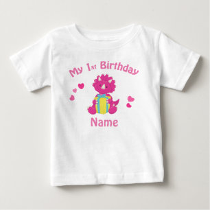 Birthday Girl Rosa Dinosaur Personlig Shirt Tee Shirt