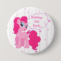 Birthday Girl Rosa Pony Button