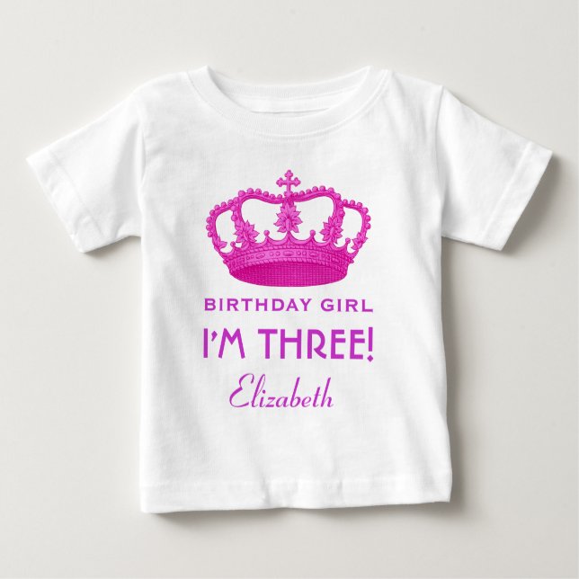 Birthday Girl Royal Princess Krona 3 ÅRS V02 T Shirt (Framsida)