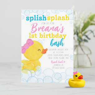 Birthday Girl Rubber Anka Splish Stänk Inbjudningar