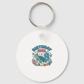 Birthday Girl Sea Turtle 8th Birthday Shirt Design Nyckelring