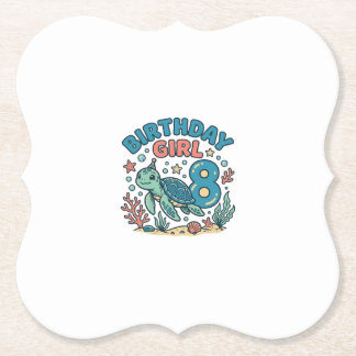 Birthday Girl Sea Turtle 8th Birthday Shirt Design Underlägg Papper
