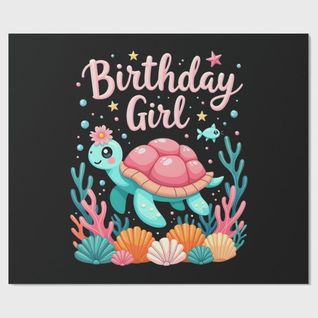 Birthday Girl Sea Turtle Theme Birthday Party Ocea Presentpapper (Platt)