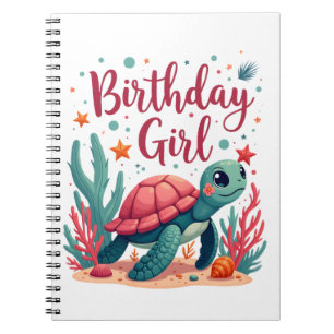 Birthday Girl Sea Turtle Theme Födelsedagsfest Oce Anteckningsbok