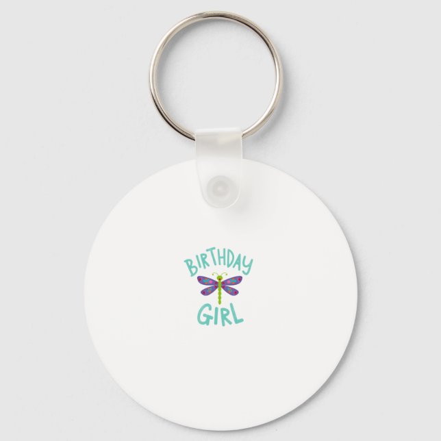 Birthday girl shirt Dragonfly birthday party tee s Nyckelring (Framsida)