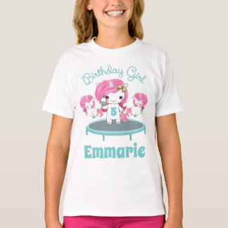 Birthday Girl Shirt Unicorn Trampoline Party T