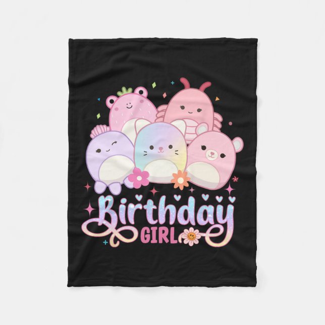Birthday Girl Squad Mallow Girls Cute Kids Fleecefilt (Framsidan)
