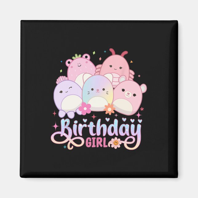 Birthday Girl Squad Mallow Girls Cute Kids Magnet (Framsidan)