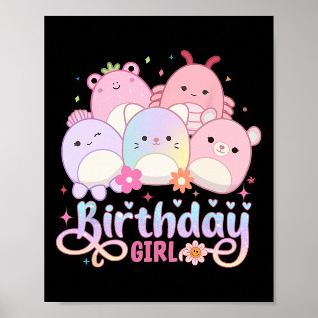 Birthday Girl Squad Mallow Girls Cute Kids Poster (Framsidan)