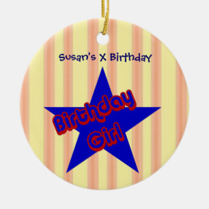 Birthday Girl Star Cute Anpassade Ornament