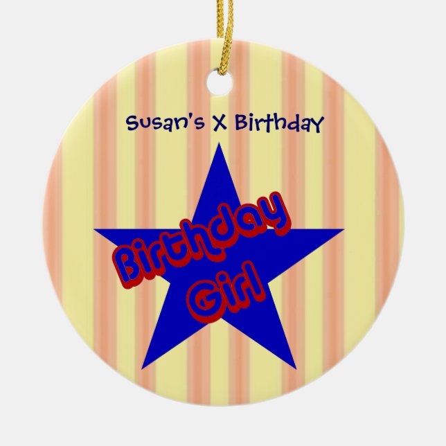 Birthday Girl Star Cute Anpassade Ornament (Framsidan)